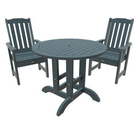 Highwood Usa Lehigh 3pc Round Outdoor Patio Furniture Dining Set AD-DNL36-NBE